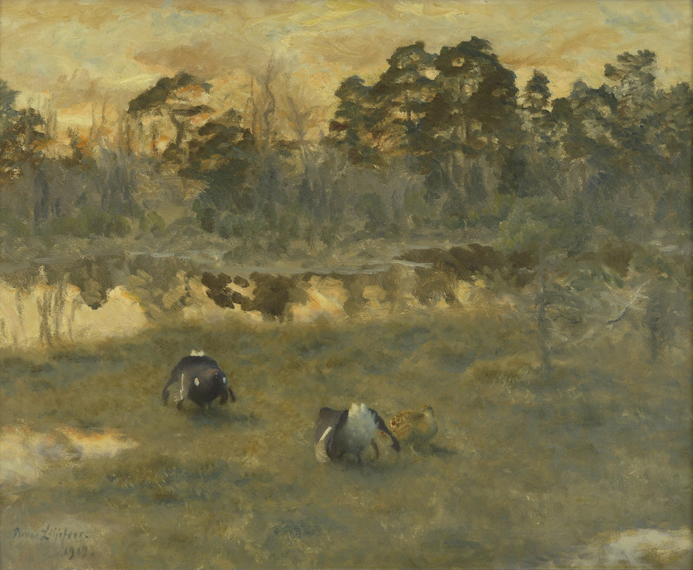 Bolderende korhanen met hen - Bruno Liljefors image 1 reproduction d’œuvre d’art à l’huile