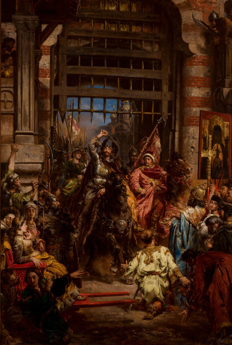Bolesław Odważny z Swiatopłkiem przy Złotej Bramie w Kijowie - Jan Matejko