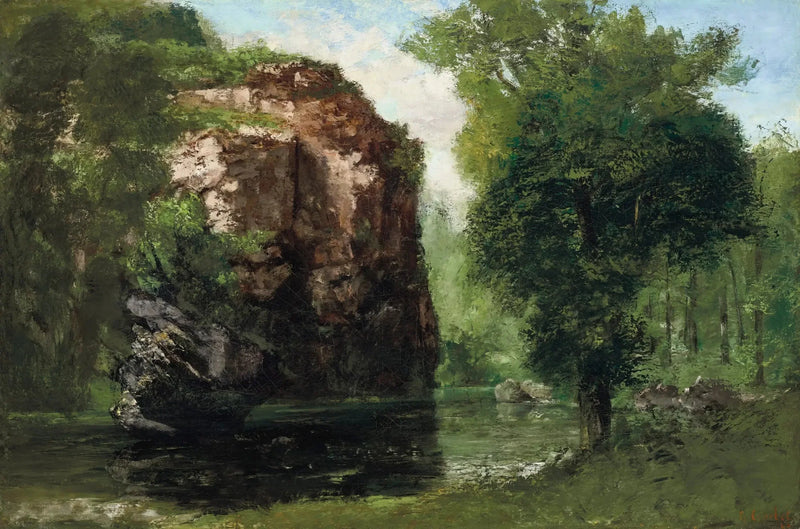 Brzegi rzeki Loue z skałami po lewej stronie - Gustave Courbet
