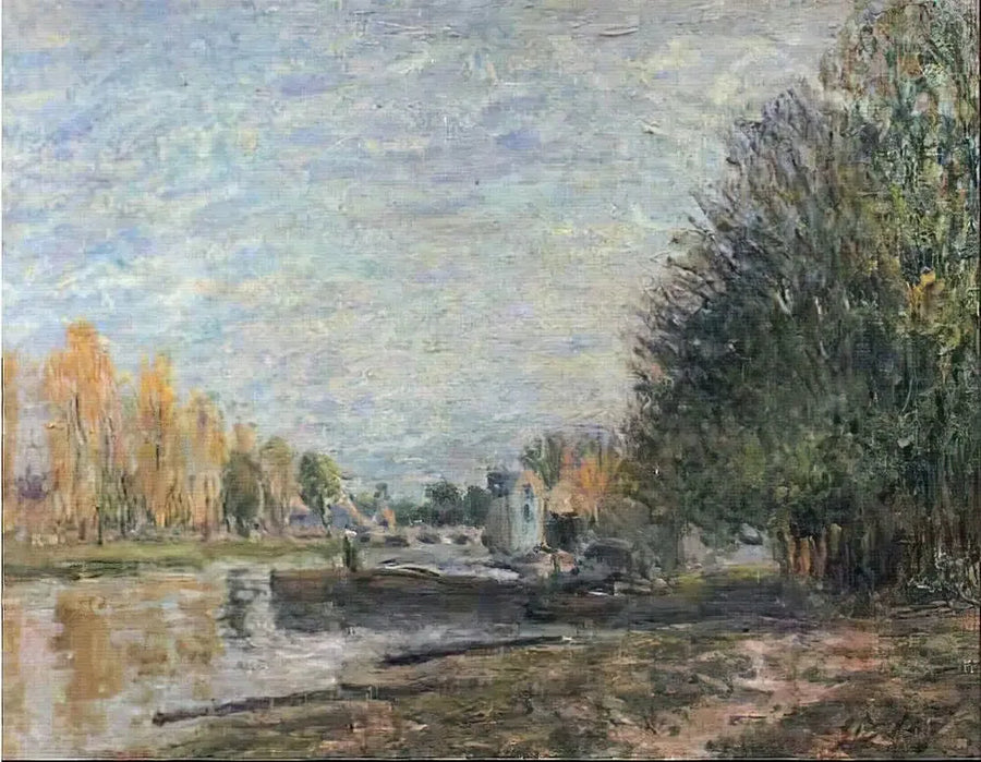 Brzegi Loingu o zachodzie słońca - Alfred Sisley