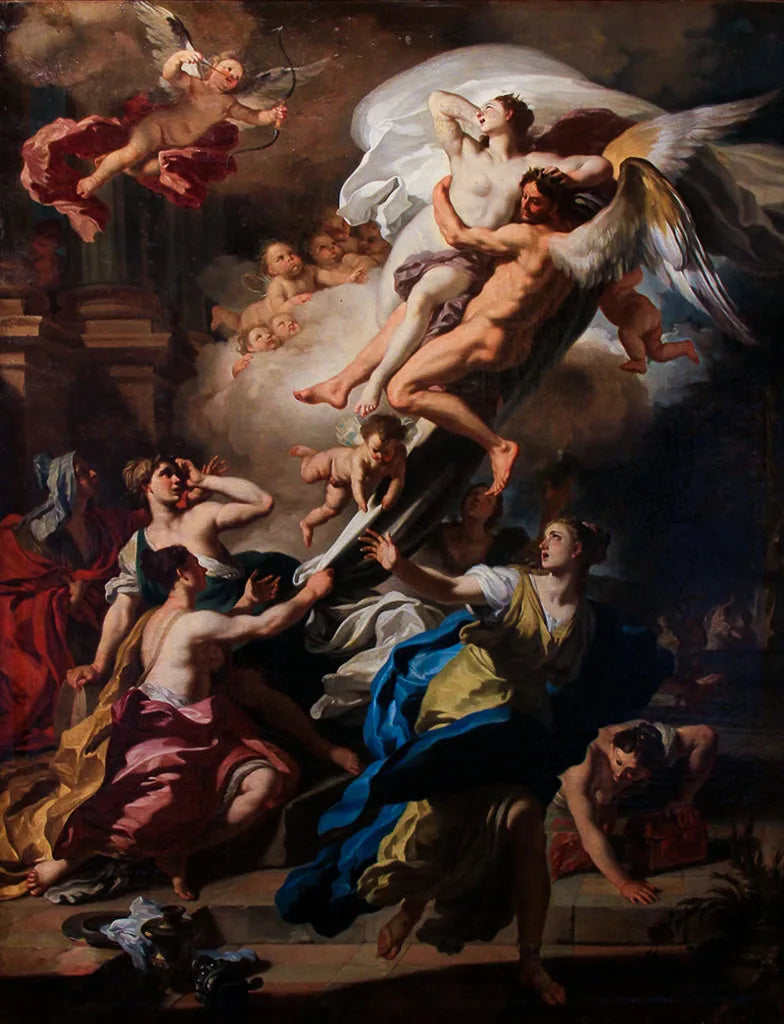 Borée usuwający Oreithyia, córkę Erechtée - Francesco Solimena