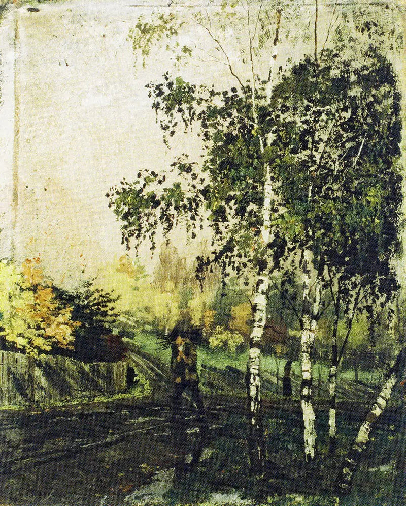 Brzozy i ludzie niosący gałęzie - Edvard Munch