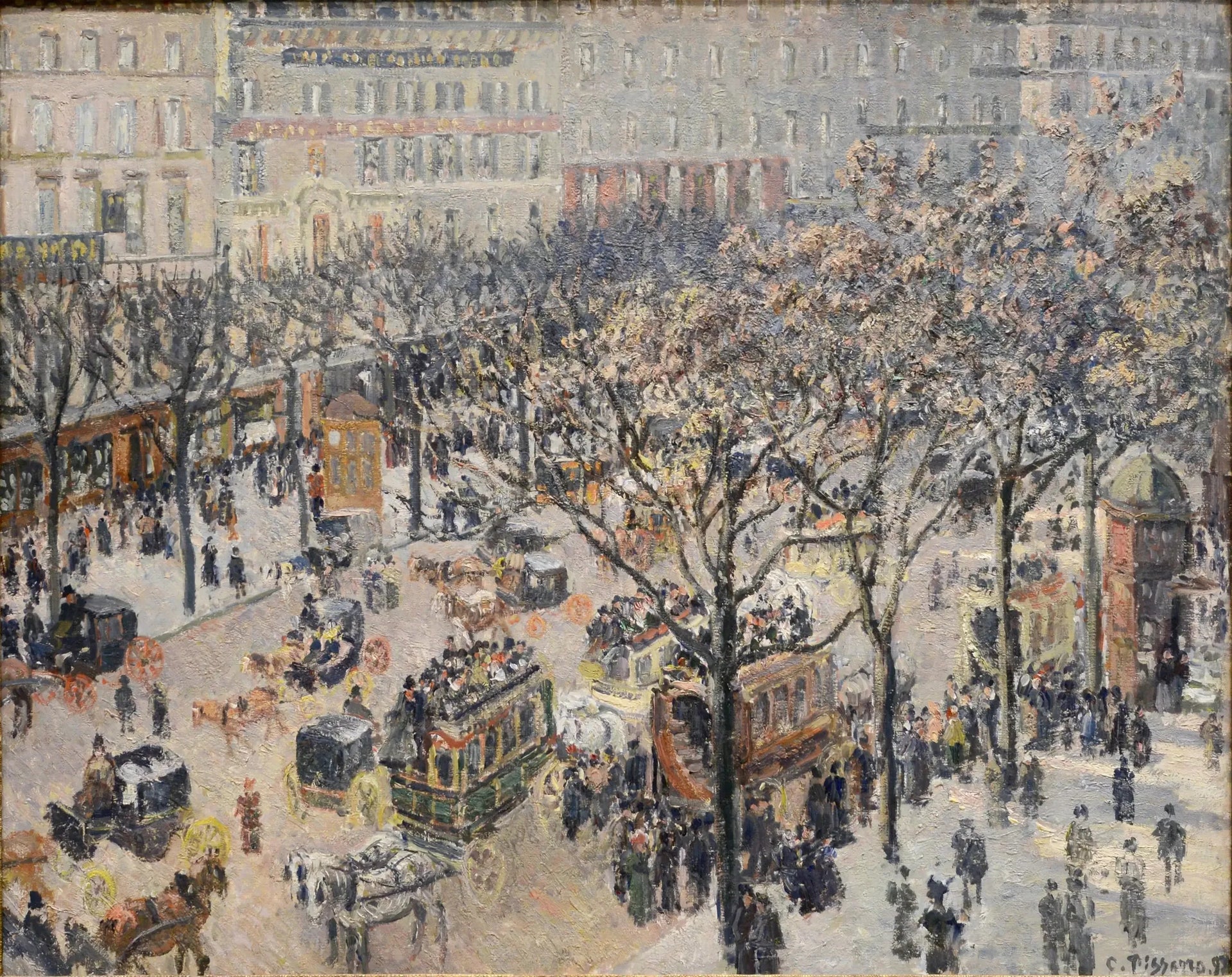 Boulevard des Italiens, Matin, Soleil - Camille Pissarro image 1 copie peinte à la main à l’huile