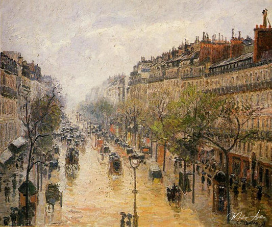 Boulevard Montmartre, pluie de printemps - Camille Pissarro - Reproductions de tableaux et peintures haut de gamme