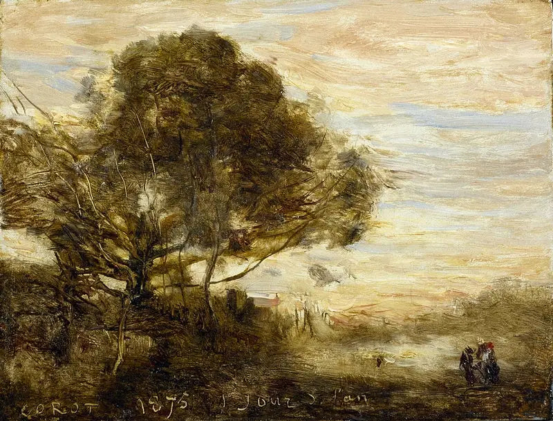 Bukiet drzew nad brzegiem wody - Jean-Baptiste Camille Corot