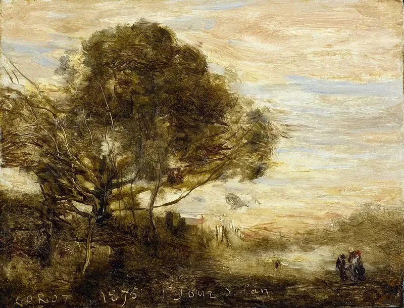 Bukiet drzew nad brzegiem wody - Jean-Baptiste Camille Corot