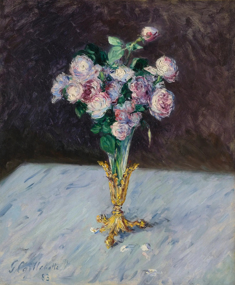 Bukiet róż w kryształowym wazonie - Gustave Caillebotte