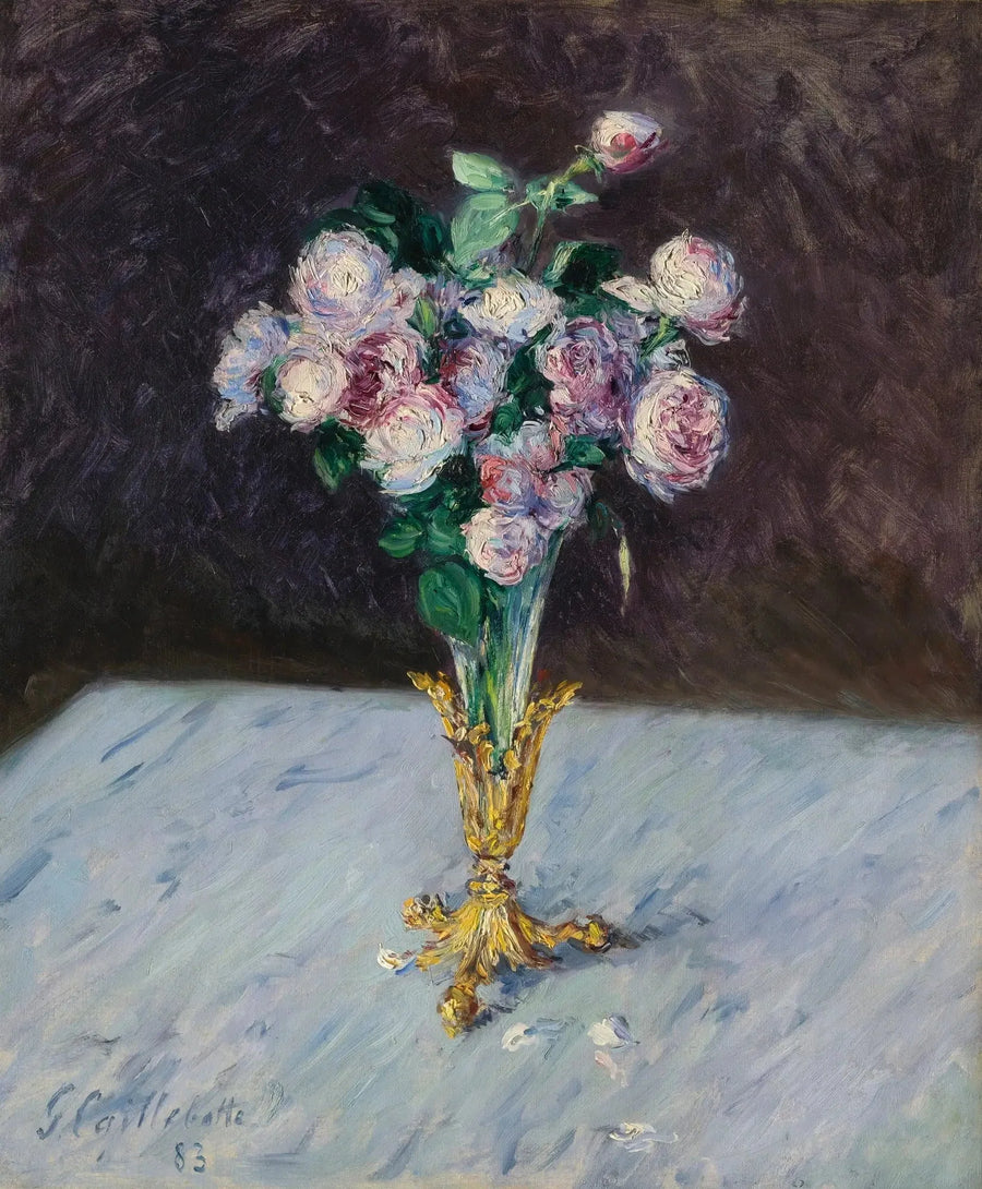 Bukiet róż w kryształowym wazonie - Gustave Caillebotte