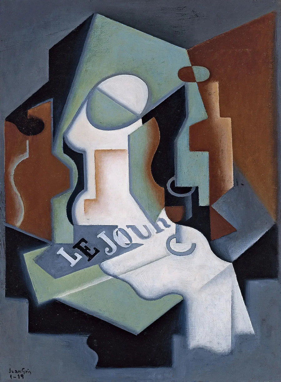 Butelka i talerz na owoce - Juan Gris