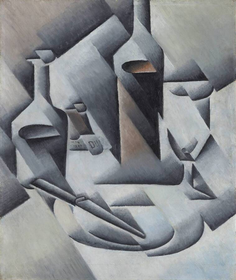 Butelki i nóż - Juan Gris