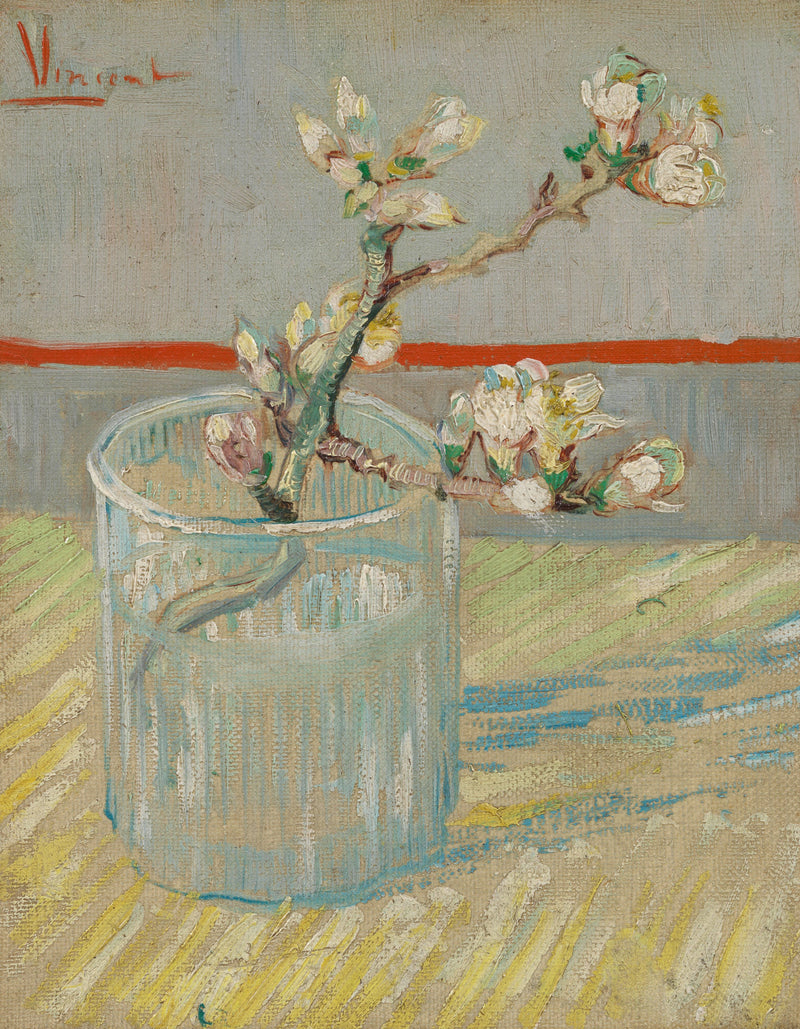 Gałązka kwitnącego migdałowca w szklance - Vincent van Gogh