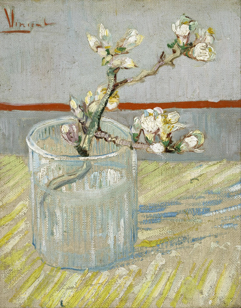 Gałązka kwitnącego migdałowca w szklance - Vincent van Gogh