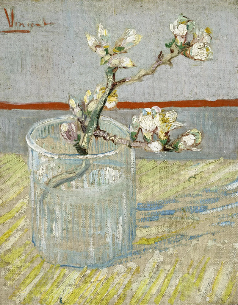 Gałązka kwitnącego migdałowca w szklance - Vincent van Gogh