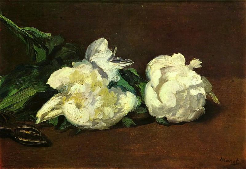 Gałąź białych piwonii i sekator - Édouard Manet