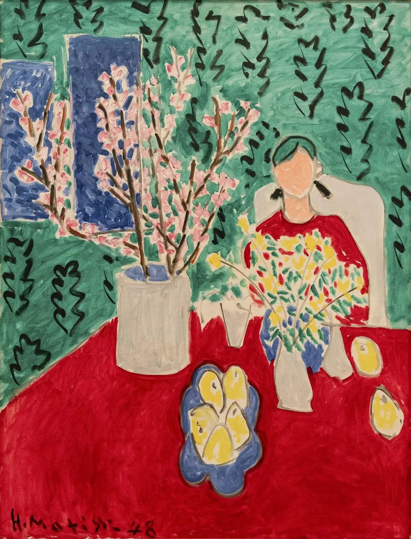 Gałąź śliwy, zielone tło - Henri Matisse