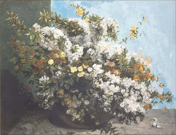 Rozkwitłe gałęzie i Kwiaty - Gustave Courbet