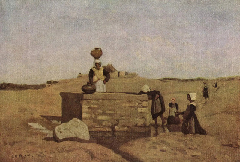 Bretonki przy fontannie - Jean-Baptiste Camille Corot