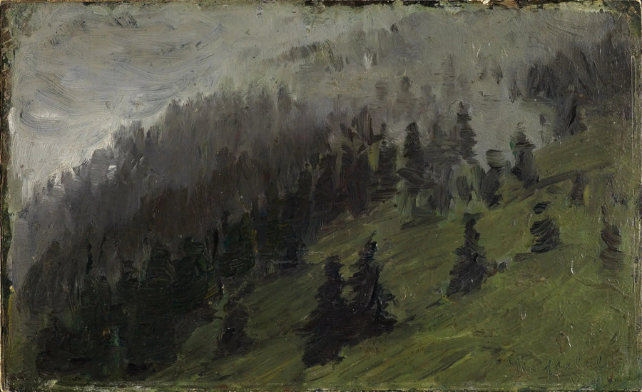 Mgła między sosnami - Franz Marc