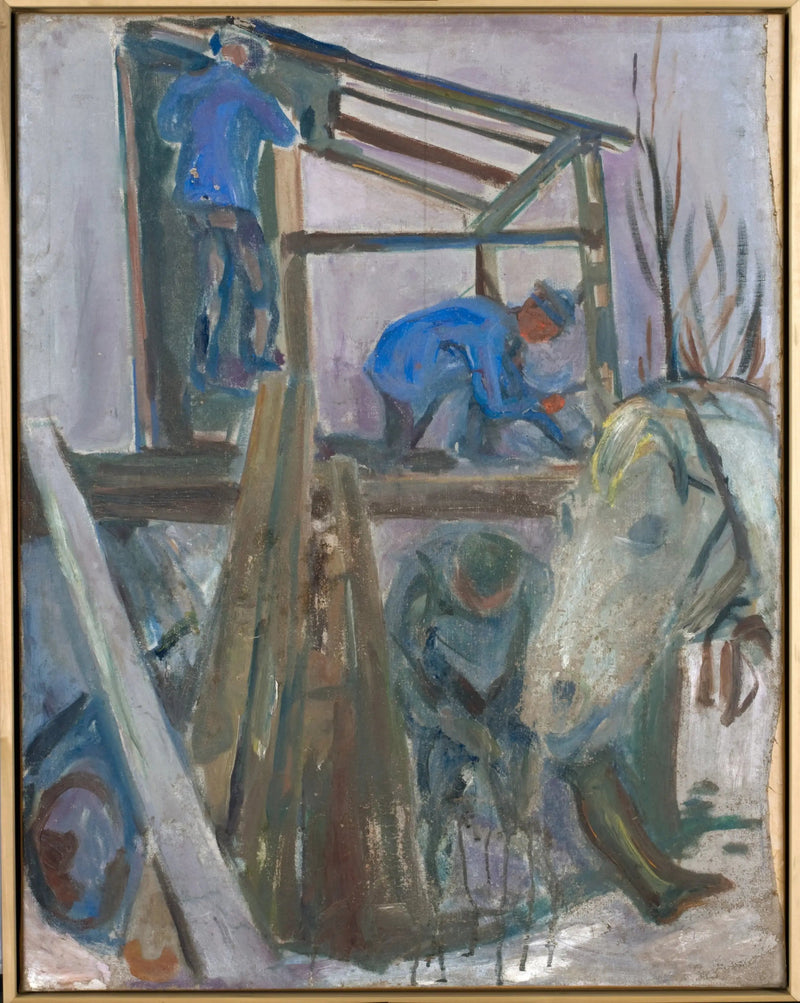 Drwale w pracy nad budynkiem studia - Edvard Munch