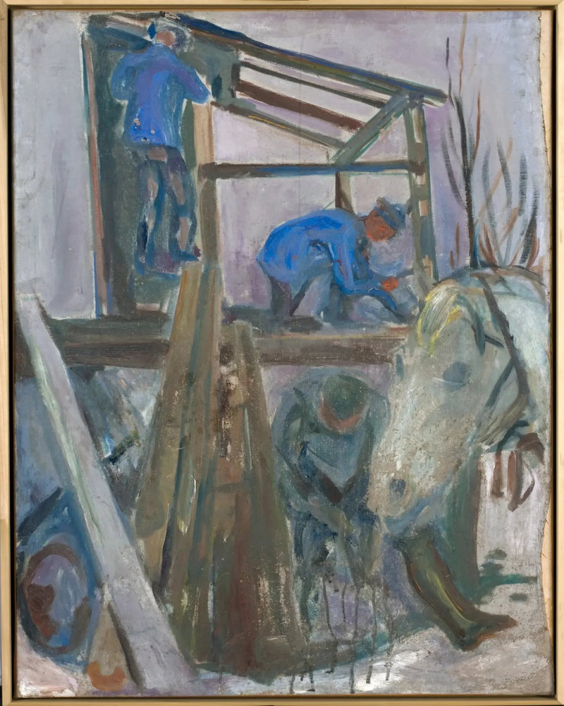 Drwale w pracy nad budynkiem studia - Edvard Munch
