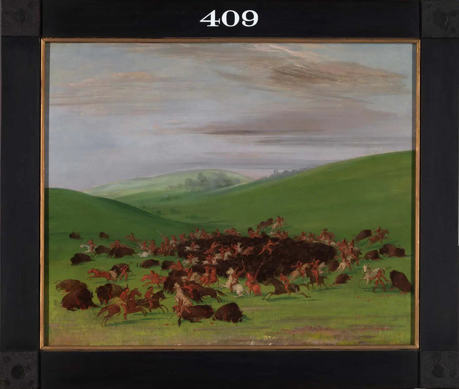 Pościg za bawołem, w otoczeniu Hidatsas - George Catlin