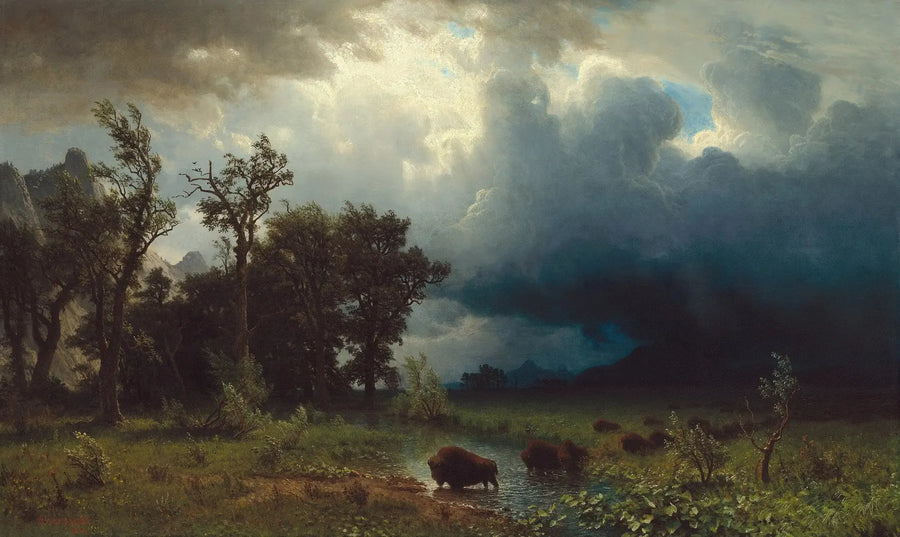 Buffalo Trail: nadchodząca burza - Albert Bierstadt