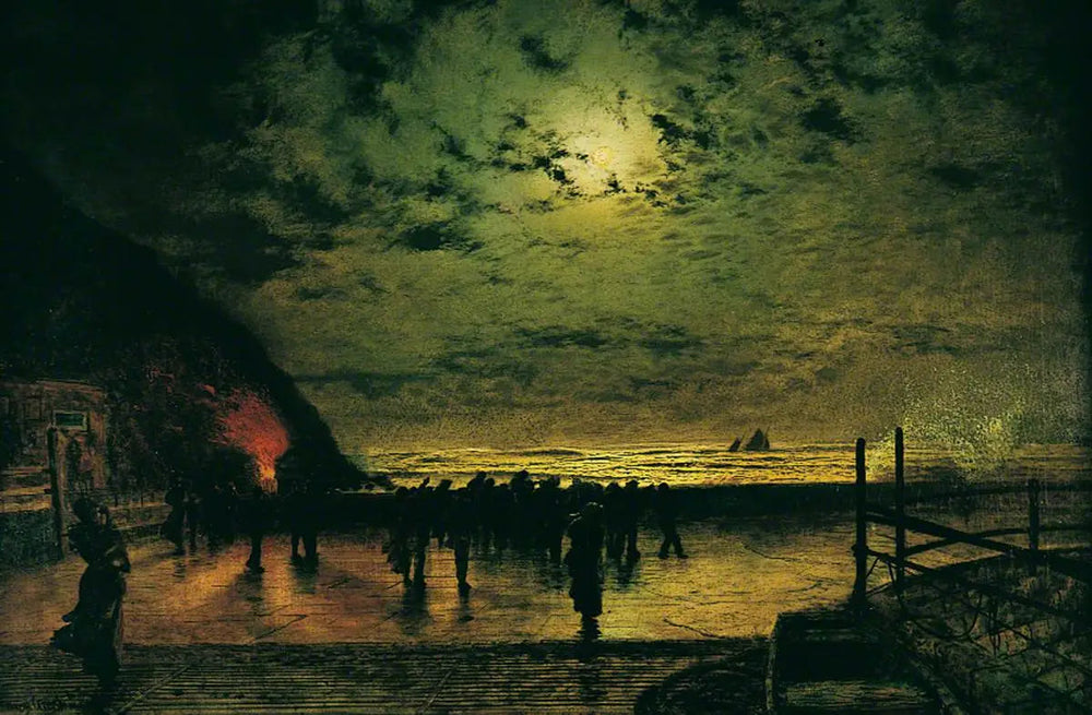 « Burning Off » un bateau de pêche à Scarborough - John Atkinson Grimshaw - Alpha Reproduction