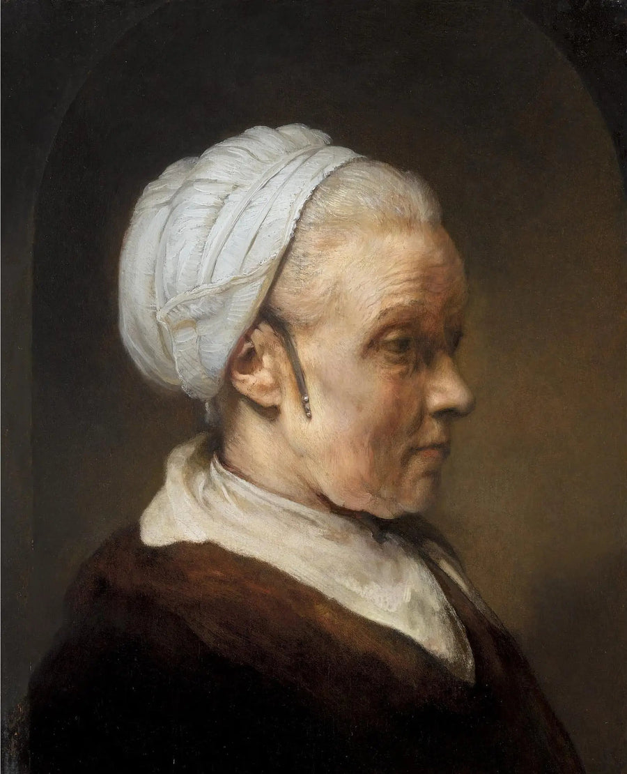 Popiersie starej kobiety w białym czepku - Rembrandt