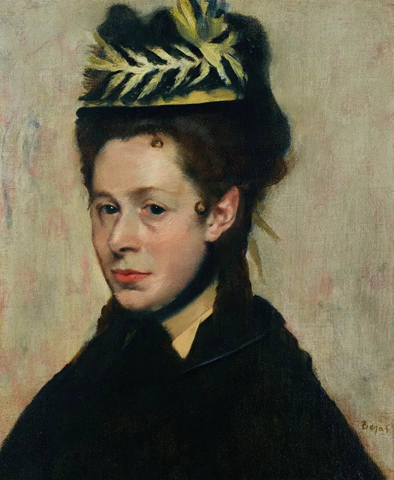 Popiersie kobiety w kapeluszu z piórami - Edgar Degas