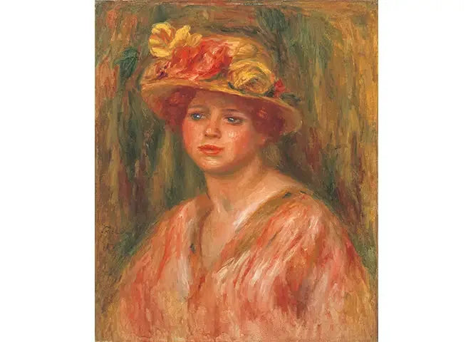 Popiersie kobiety w czerwonym gorsetie - Pierre-Auguste Renoir