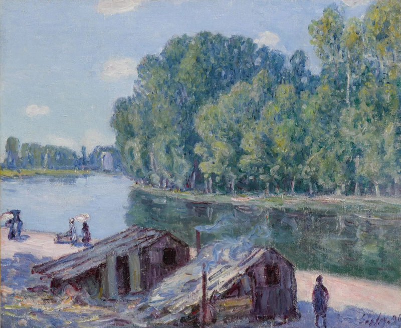 Chatki nad kanałem Loing, Efekt słońca - Alfred Sisley
