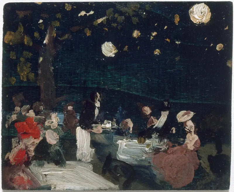 Kawiarnia nocą z japońskimi latarniami - Robert Henri