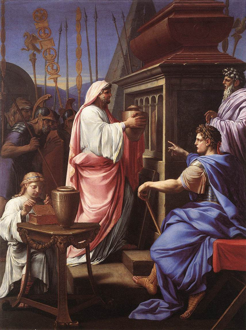 Caligula składający prochy swojej matki i brata do grobu swoich przodków - Eustache Le Sueur