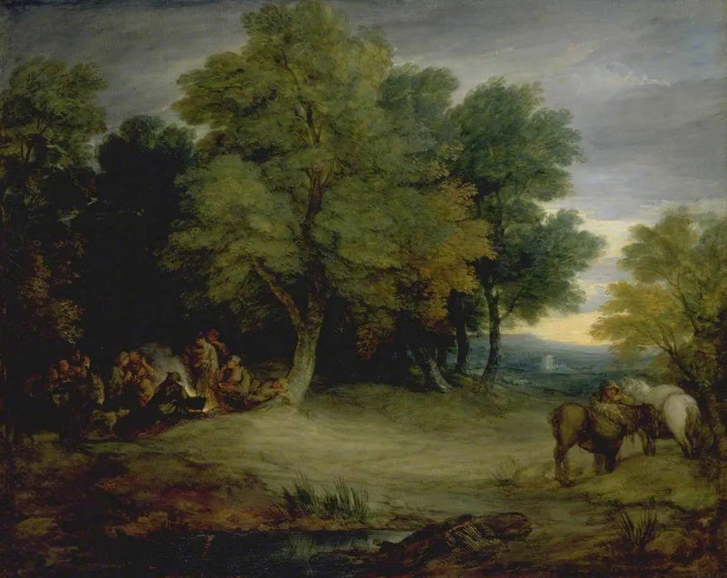 Kemping cygański, zachód słońca - Thomas Gainsborough