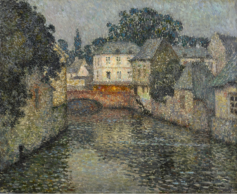 Kanał z białym domem, Harfleur - Henri Le Sidaner