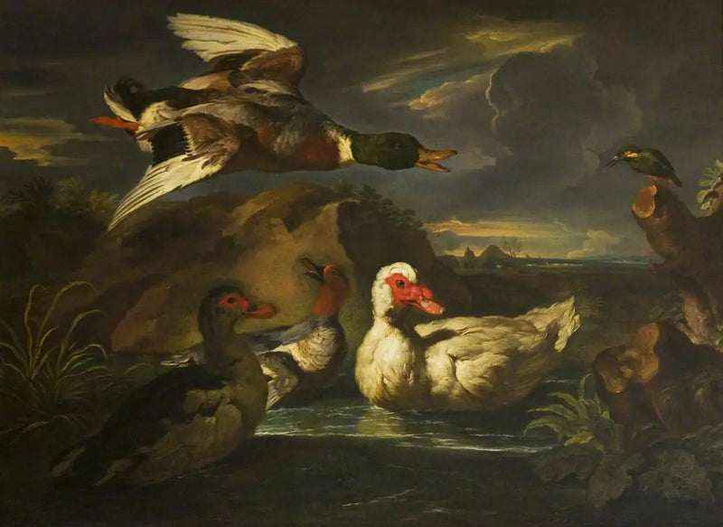 Dziki kaczor z rybołowem - Melchior de Hondecoeter