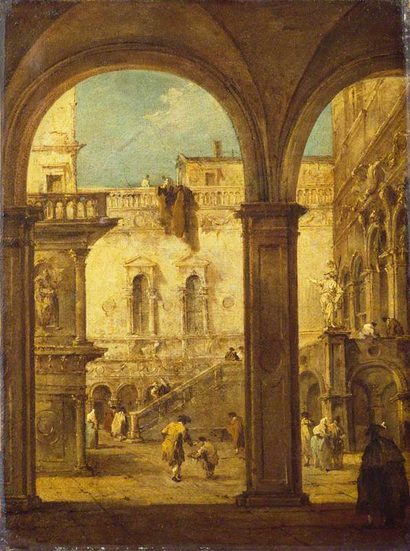 Capriccio z dziedzińcem Pałacu Dożów - Francesco Guardi