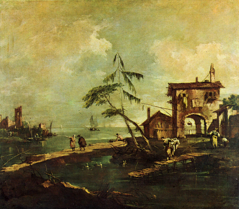 Capriccio z rustyczym domem nad brzegiem laguny - Francesco Guardi