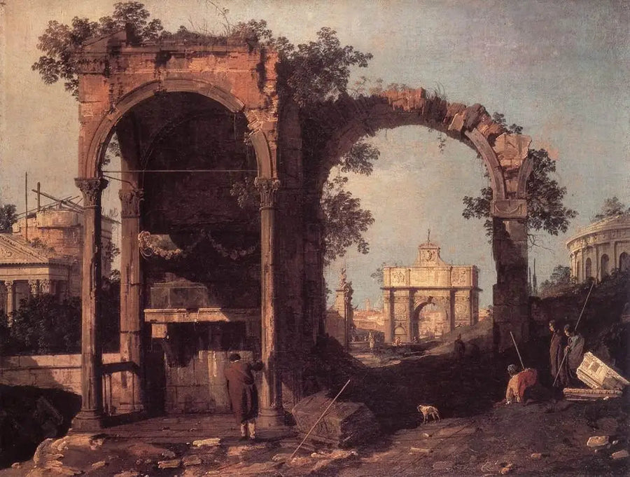 Kaprys z ruinami i klasycznymi budynkami - Canaletto