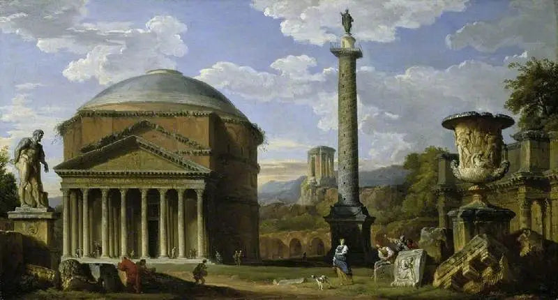 Kaprys ruin rzymskich z Panteonem - Giovanni Paolo Panini