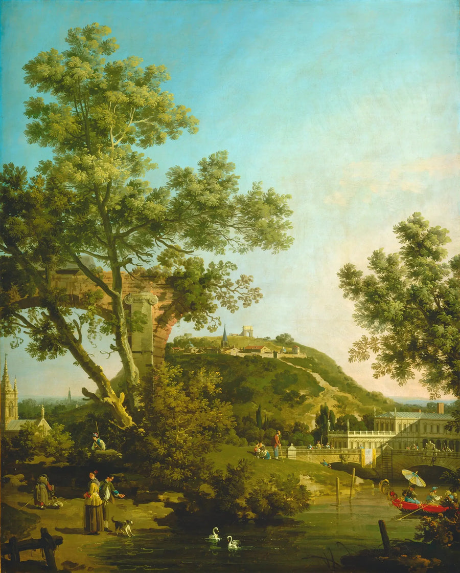Capriccio: angielski pejzaż z pałacem - Canaletto