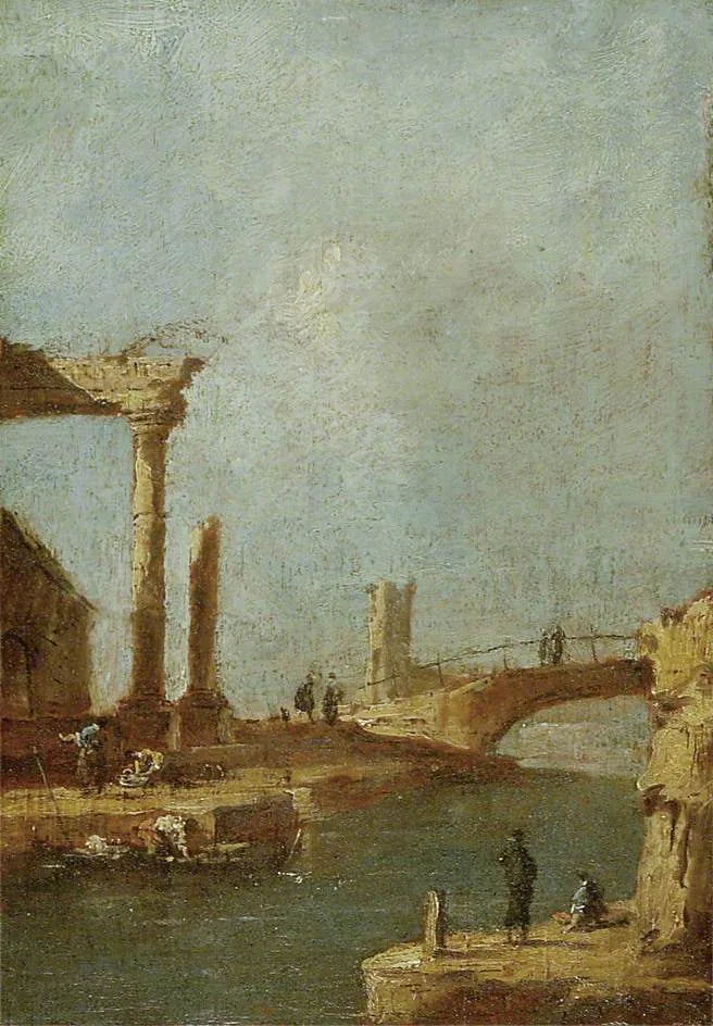 Capriccio : Ruiny i most - Francesco Guardi
