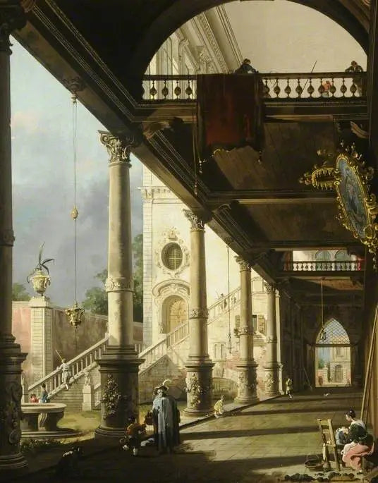 Capriccio: Kolumna otwierająca się na dziedziniec pałacu - Canaletto