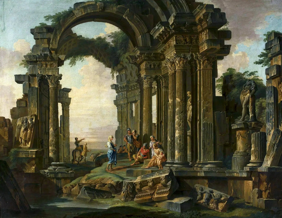 Kaprys architektoniczny z ruinami rzymskimi - Giovanni Paolo Panini