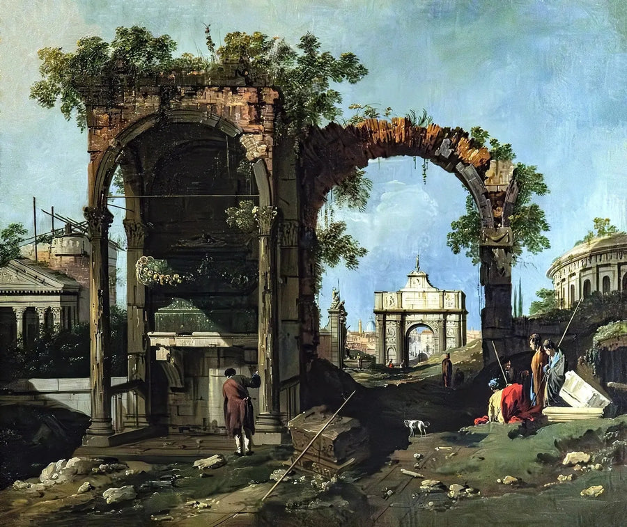 Kaprys z klasycznymi ruinami i budynkami - Canaletto