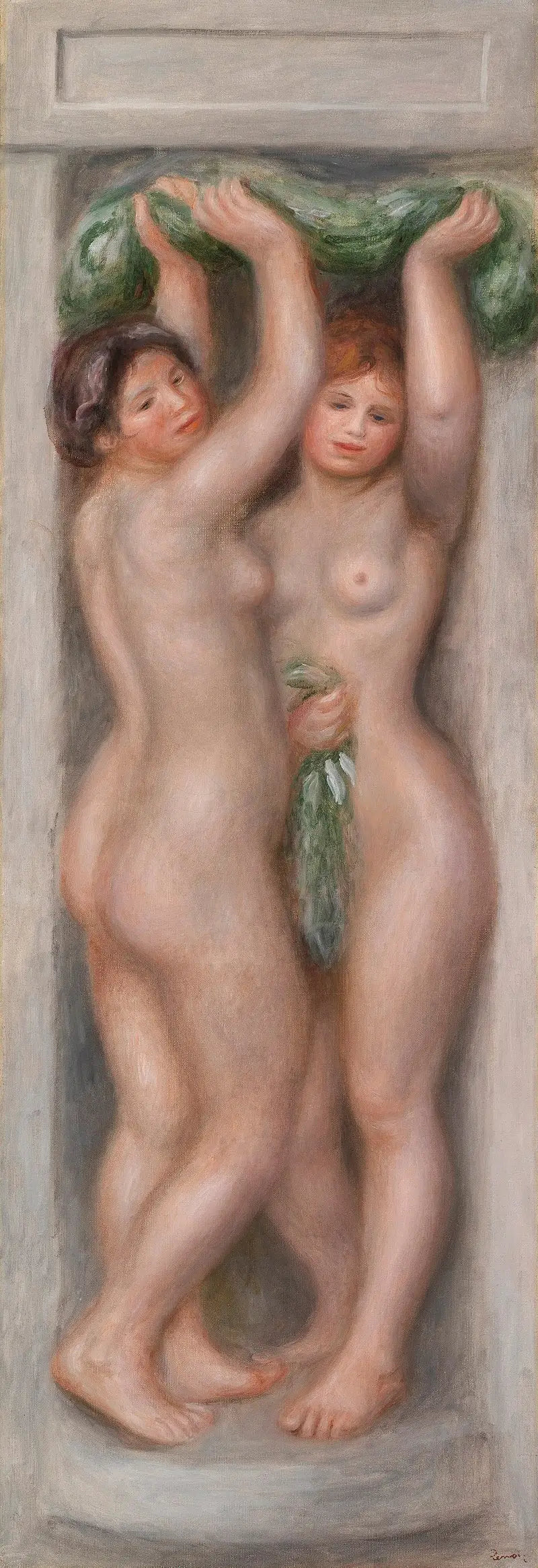 Kariatydy (Kariatydy); znane również jako Dwie kąpiące się (panel dekoracyjny) - Pierre-Auguste Renoir