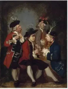 Karykatura Sir Thomasa Kennedy'ego, Jamesa Caulfielda, wicehrabiego Charlemont, honorowego Johna Warda i Richarda Phelpsa - Joshua Reynolds
