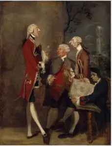 Karykatura Thomasa Brudenella, barona Bruce'a, honorowego Johna Warda, Josepha Leesona, przyszłego 2. hrabiego Milltown, oraz Josepha Henry'ego de Shafford. - Joshua Reynolds