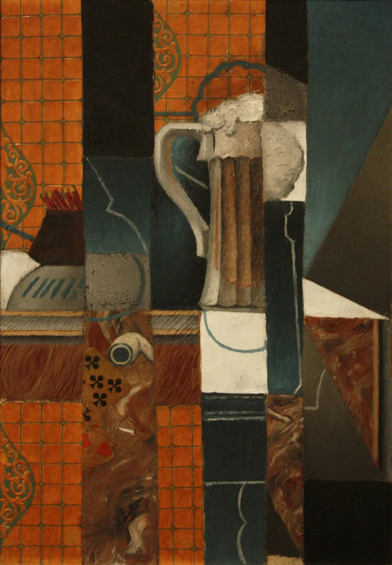 Karty do gry i kufel piwa - Juan Gris