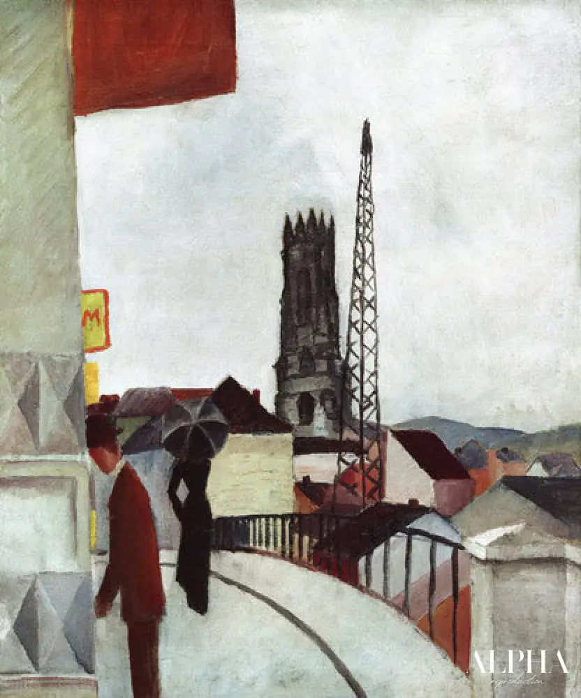 Cathédrale à Freiburg en Suisse - August Macke - Reproductions de tableaux et peintures haut de gamme